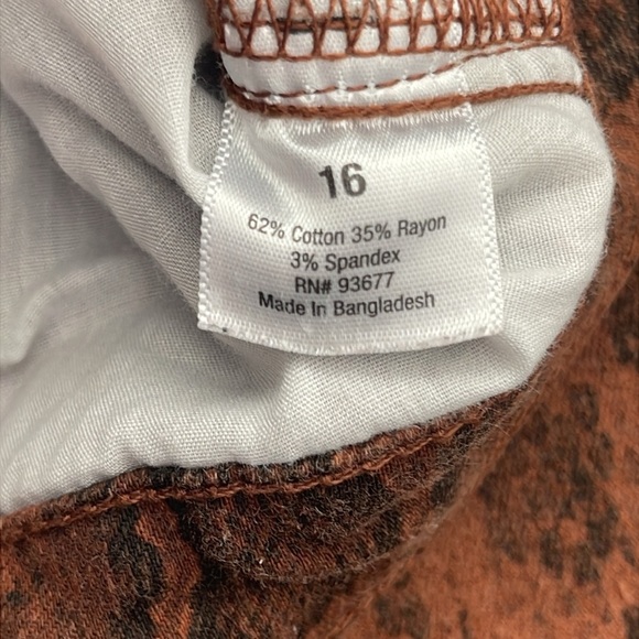 a.n.a. Rust Brown Charcoal Animal Print Skinny Jeans Size 16 - Picture 6 of 7